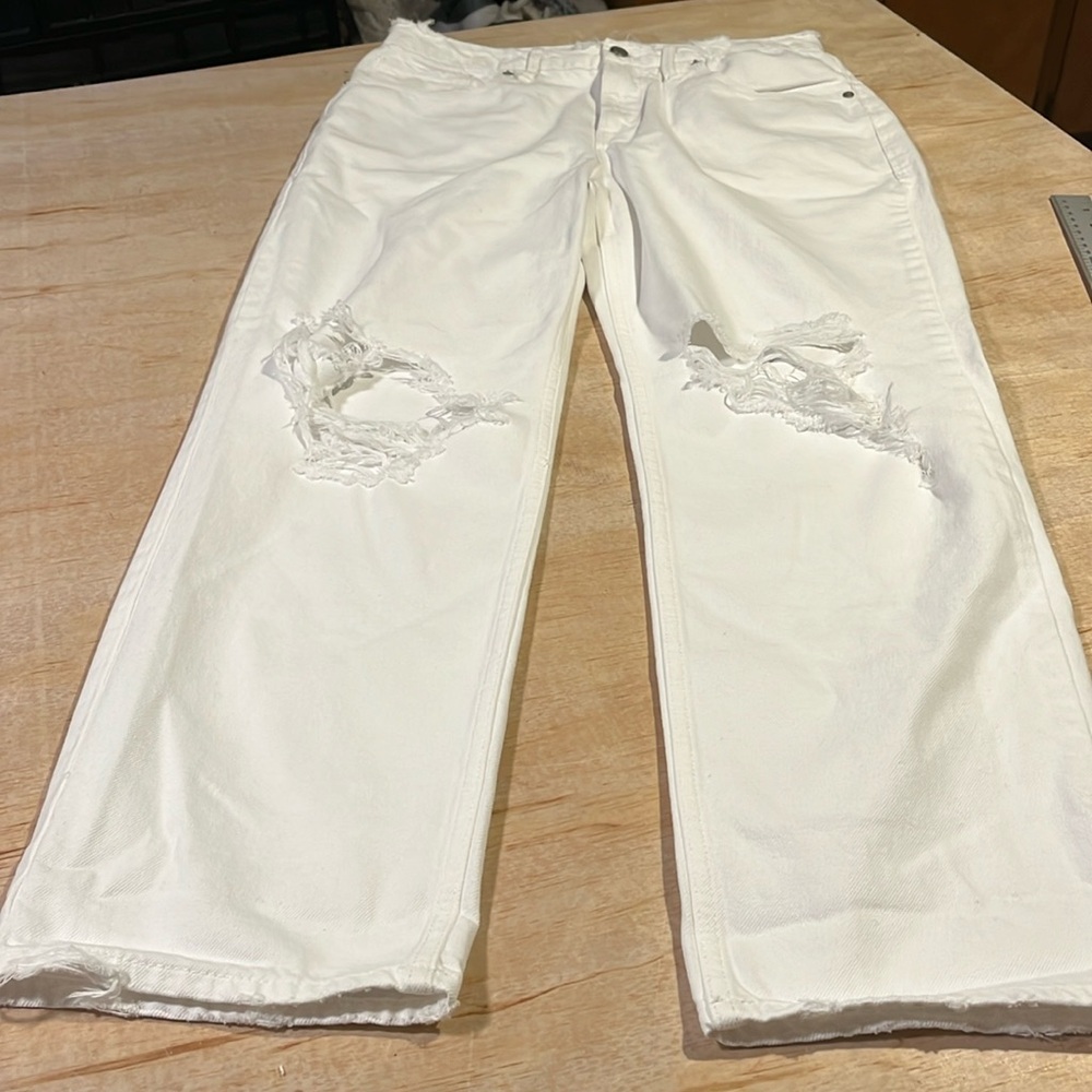 Women's Distressed White Jeans
